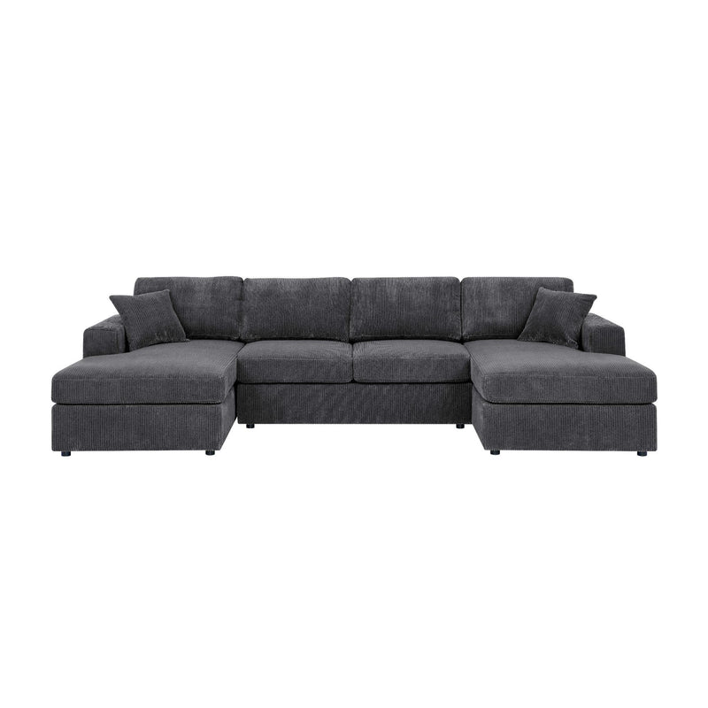 3 Piece Corduroy Double Chaise Sectional Sofa