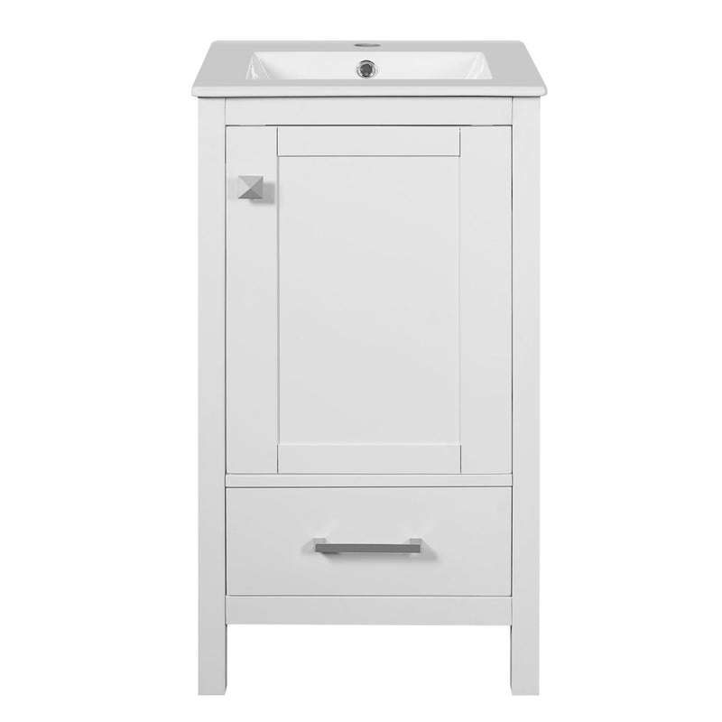 Bathroom Vanity With Ceramic Sink, Soft Close Drawers, Door Organizer, Divider Drawer, Adjustable Foot Pads