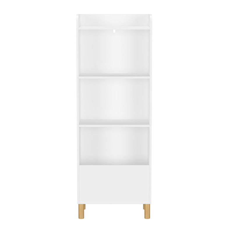 4 Tier Bookcase, Book Display With Safety Restraint, Storage Cabinet For Playroom - White