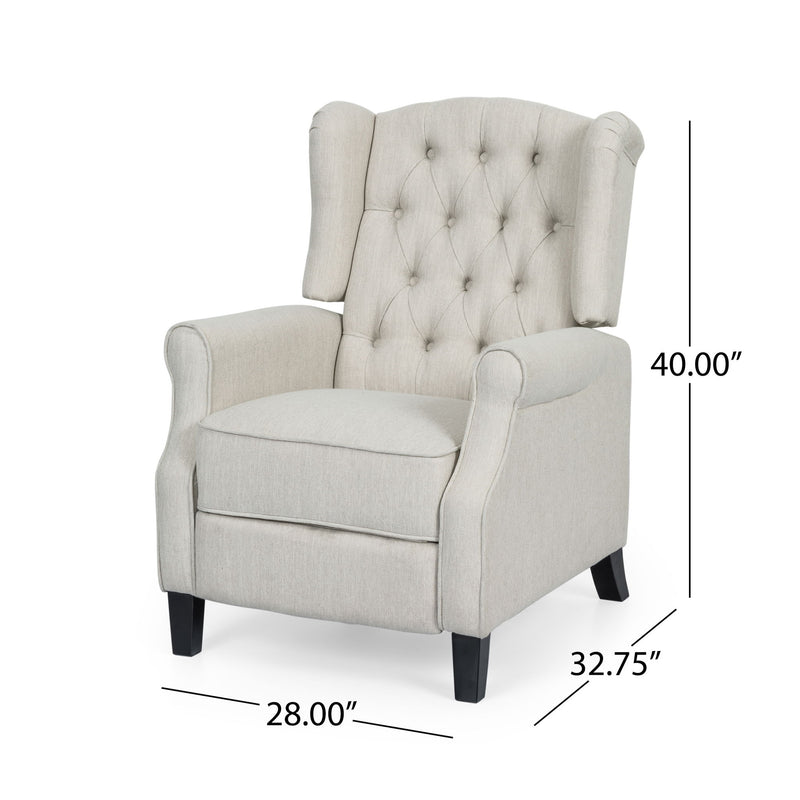 Contemporary Tufted Fabric Push Back Recliner - Beige