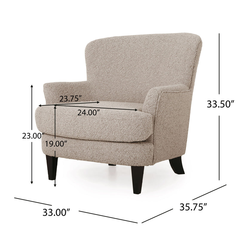 Melodique - Boucle Fabric Upholstered Club Chair With Tapered Legs