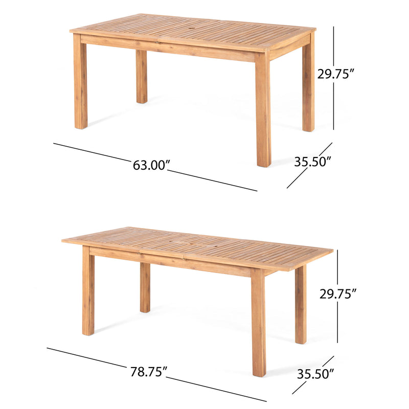 Outdoor 7 Pieces Expandable Dining Set With Umbrella Hole - Teak