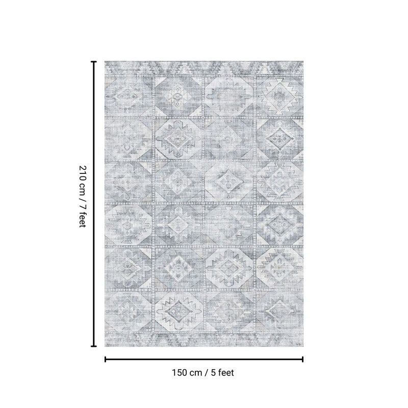 Toucan - 5' X 7' Washable Non - Slip Area Rug - Silver