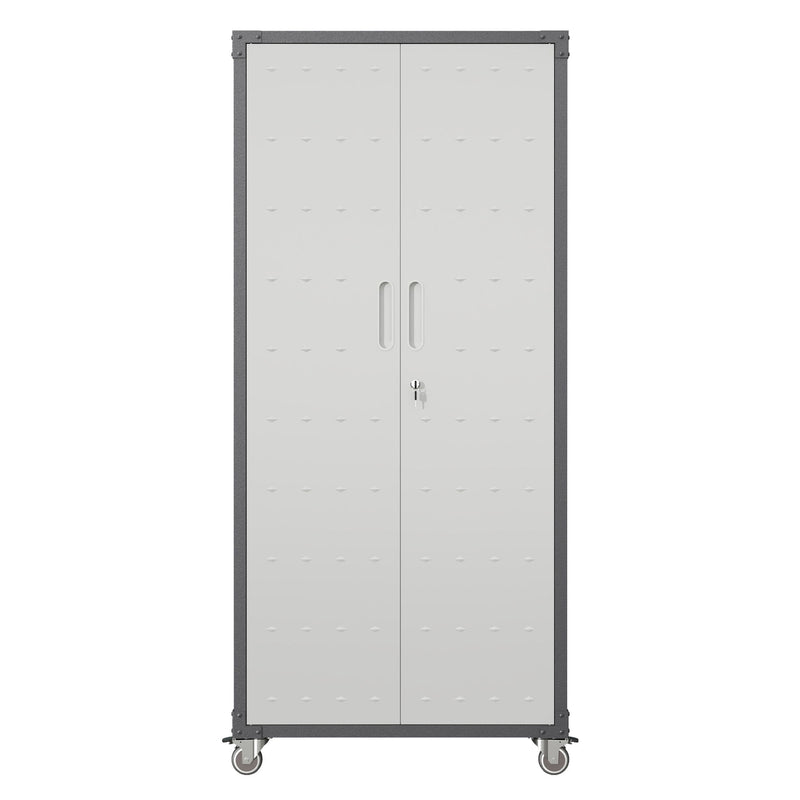 Metal Garage Storage Cabinet With Wheels Heavy Duty Tool Storage Cabinet - Brushed Nickel