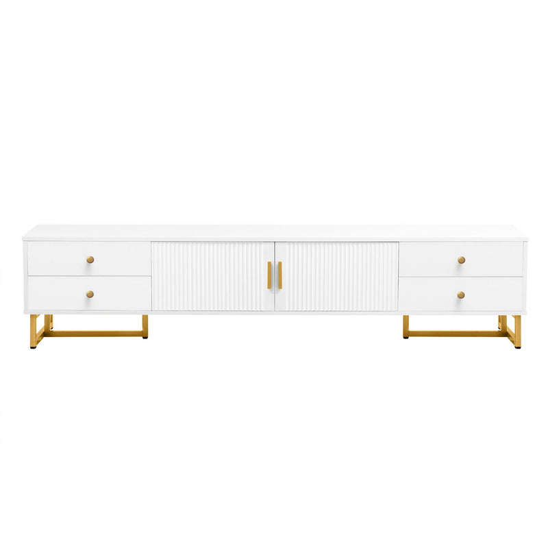 TV Media Console Table, TV Stand With Storage For Living Room - White