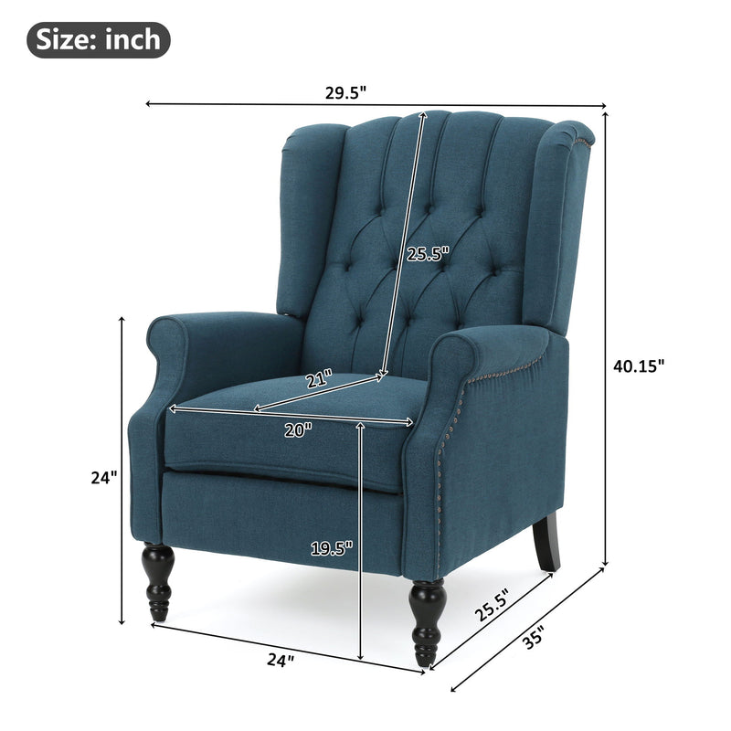 Armchair Recliner With Pushback Mechanism And Wingback Design