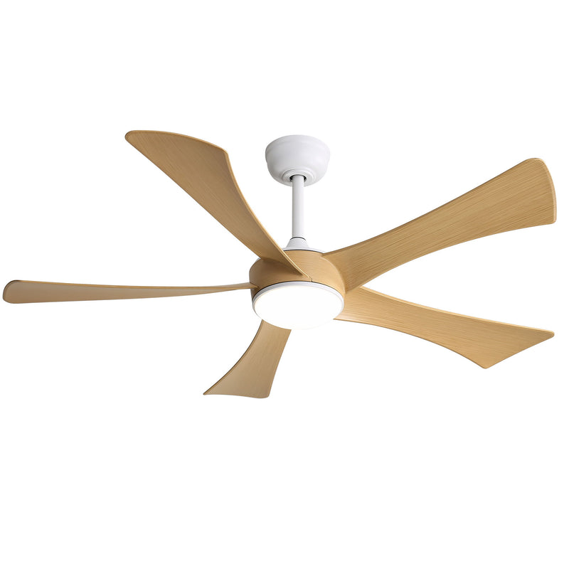 52" Ceiling Fan With 22W LED Light And Remote Control, 50 / 10 / 24 Downrod - White