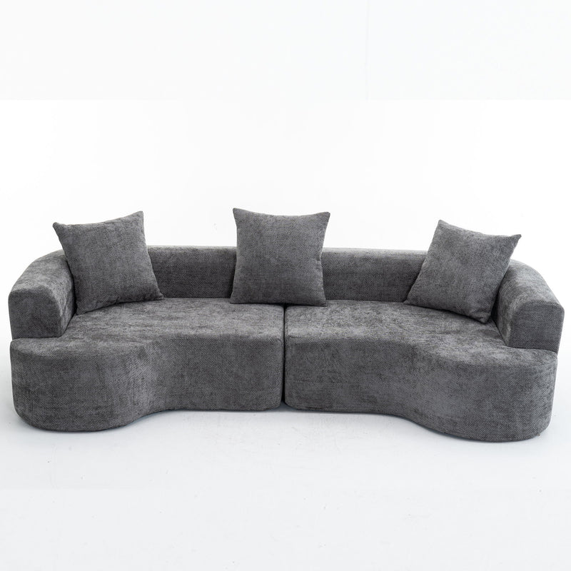 Modern Style Ultra Smooth Curved Sofa With 3 Pillows