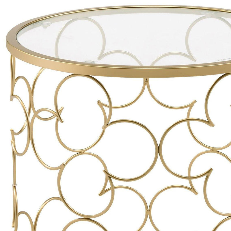 Flowie - Clear Glass Top Nesting Table - Gold