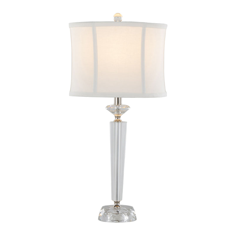Diamond - Torch Contemporary Crystal Table Lamp (Set of 2) - Clear / Off White / Polished Nickel