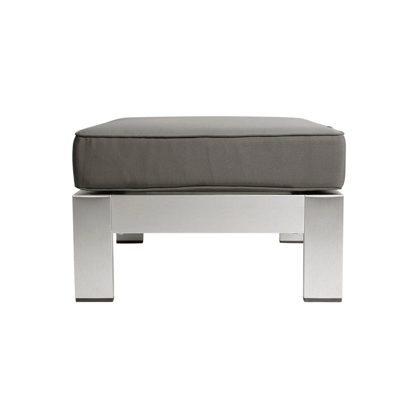 Outdoor Aluminum Ottoman With Cushion - Gray