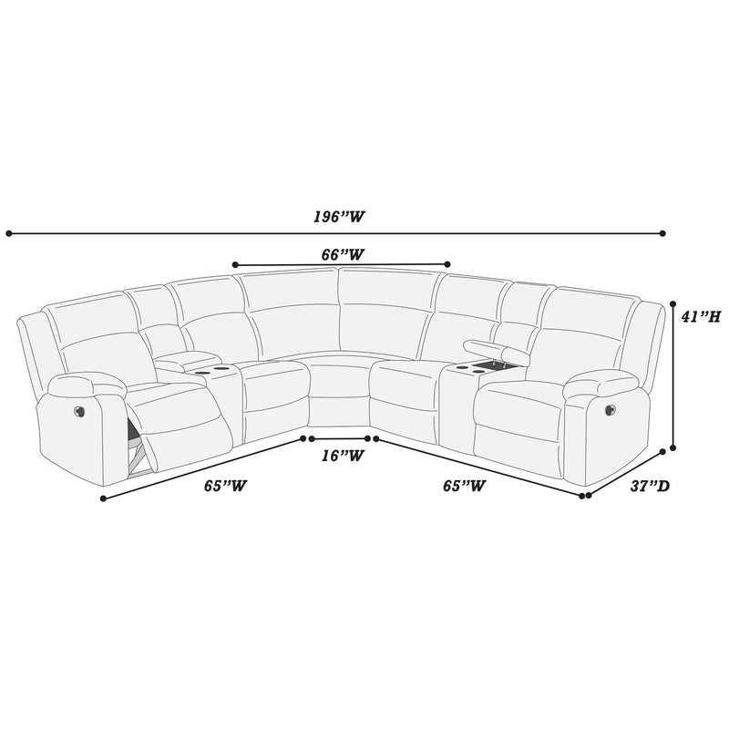 Power Motion Sectional LAF / RAF Loveseat With Console Cup Holders