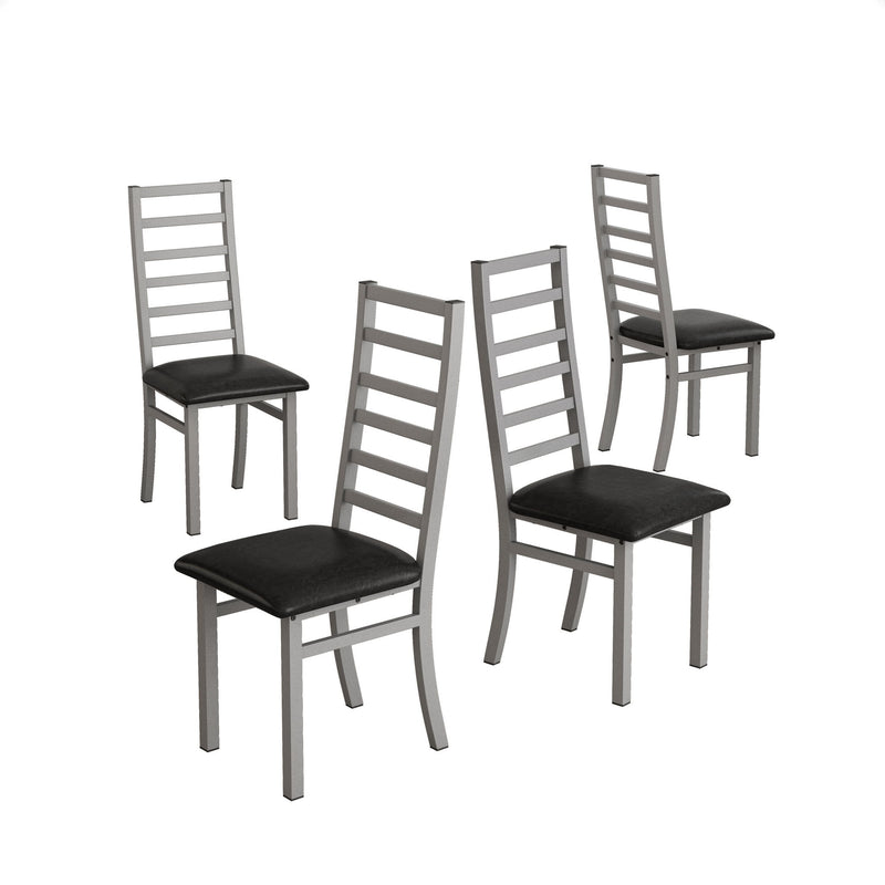 Metal Dining Chairs With Steel Legg, High Back Armless Design