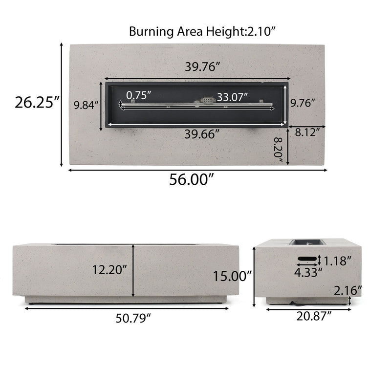Modern Rectangle Fire Table 50, 000 Btu