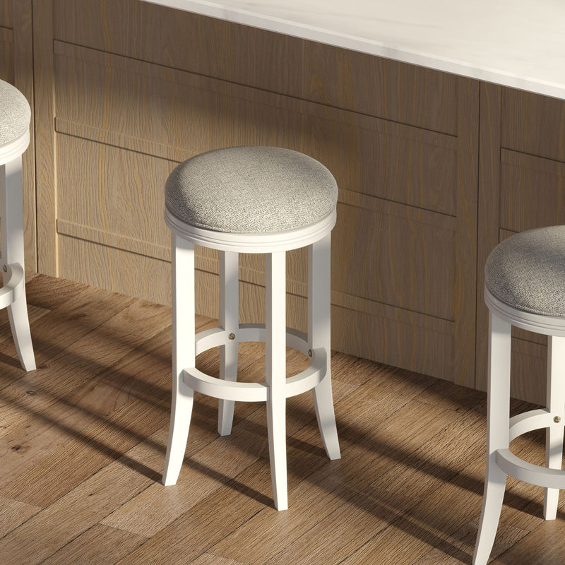 Backless Swivel Stool With Upholstered Seat