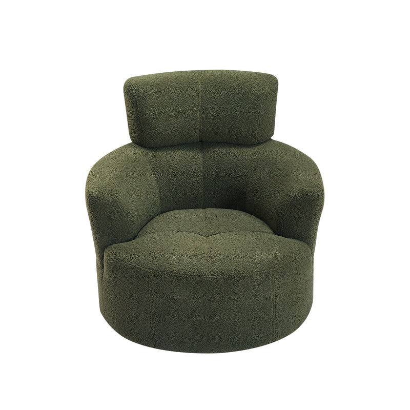 360° Swivel Chair Upholstered Accent Barrel Chair With Adjustable Headrest