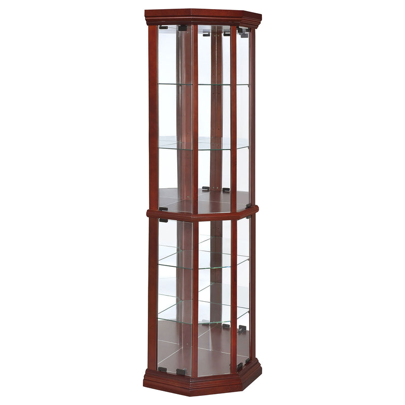 Jacob - 6 Shelf Curio Display Cabinet - Red / Brown