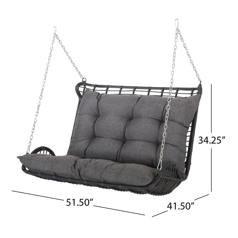 Arruda - Outdoor Wicker Porch Swing With Cushions