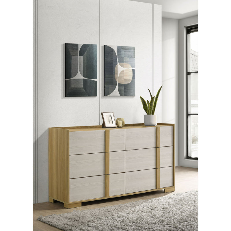 Lincoln - 6 Drawer Dresser - Natural / White