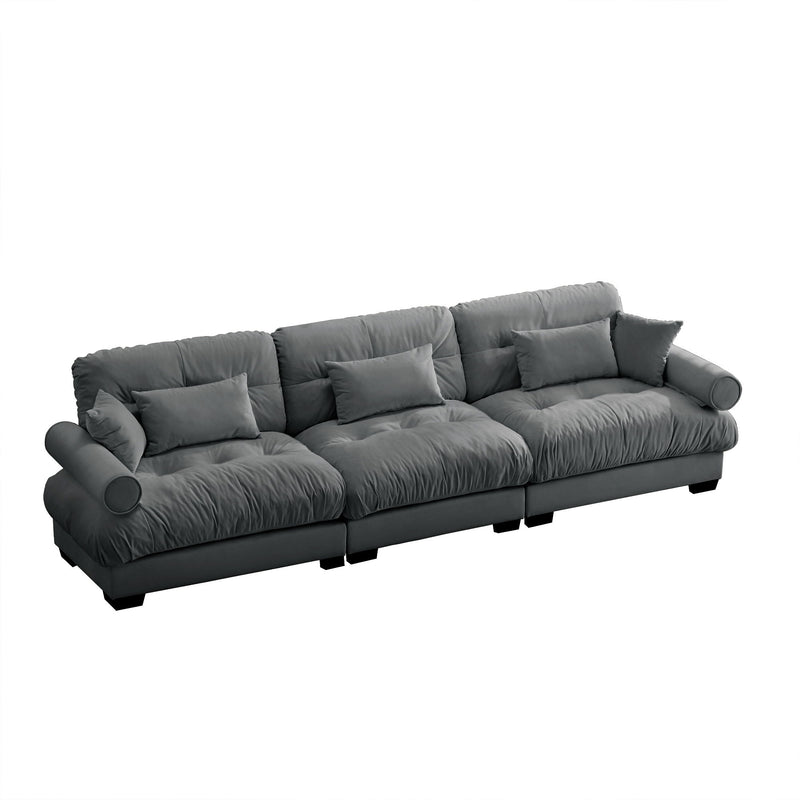 Modern Oversize Sofa With Cloud Like Comfort, Featuring Waist And Throw Pillows