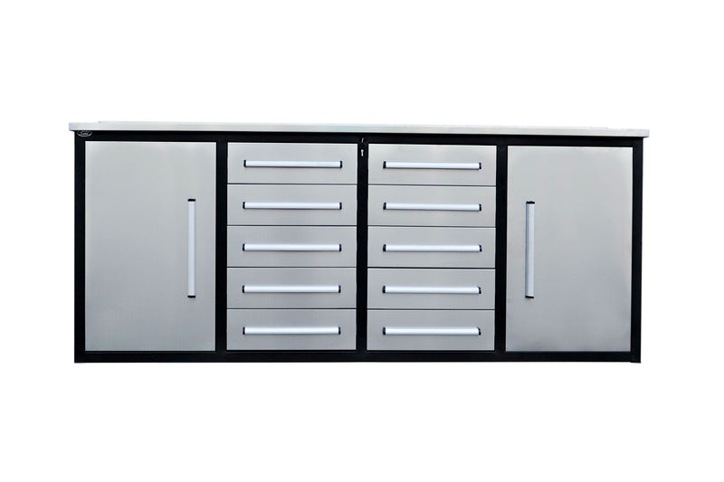 Storage Cabinets With Workbench (With 10 Drawers And 2 Cabinets)