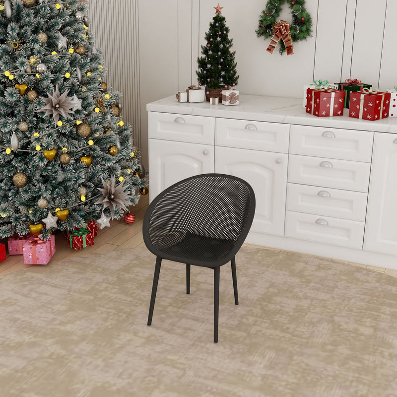 2 Piece Durable Single Chair With Mesh Hollow Out Design