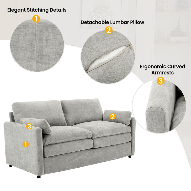 Cozy Upholstered Plush Cushion Loveseat Sofa For Living Room