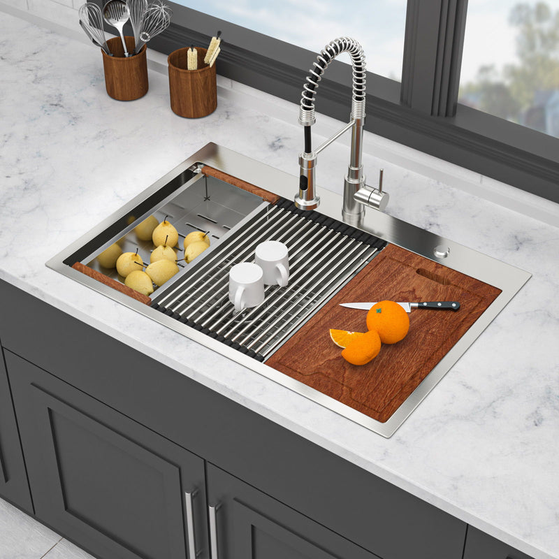 Topmount, Drop In Double Bowl Kitchen Sink