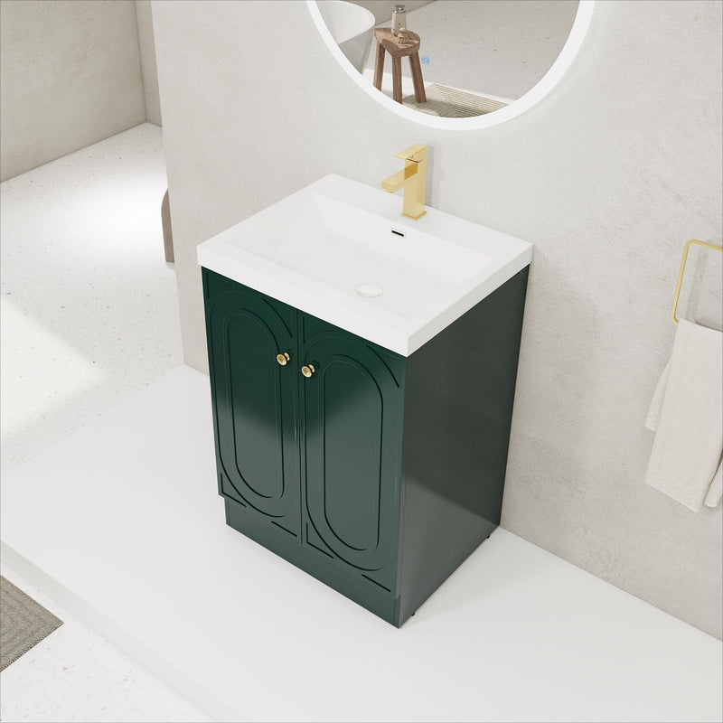 Contemporary Freestanding Bathroom Vanity With Resin Sink & Soft-Close Cabinet Doors
