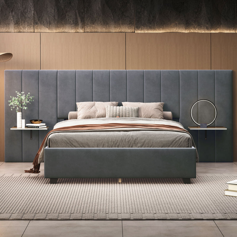 Upholstered Platform Bed With Big Headboard