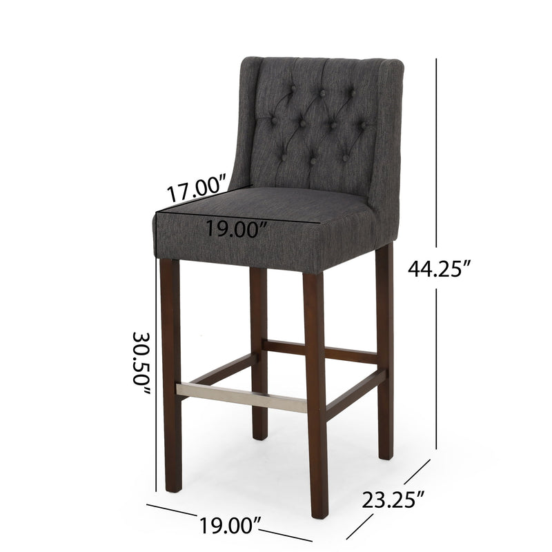 Solstara - Upholstered Dining Barstool With Button Tufted And Wing Back