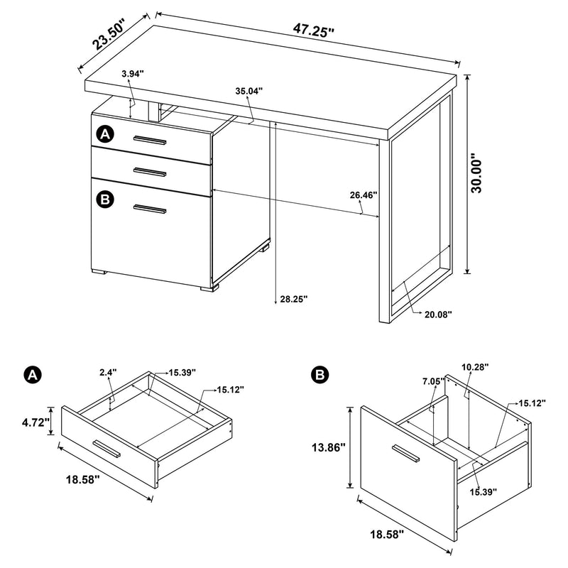 Modern Reversible 3 Drawer Office Computer Desk