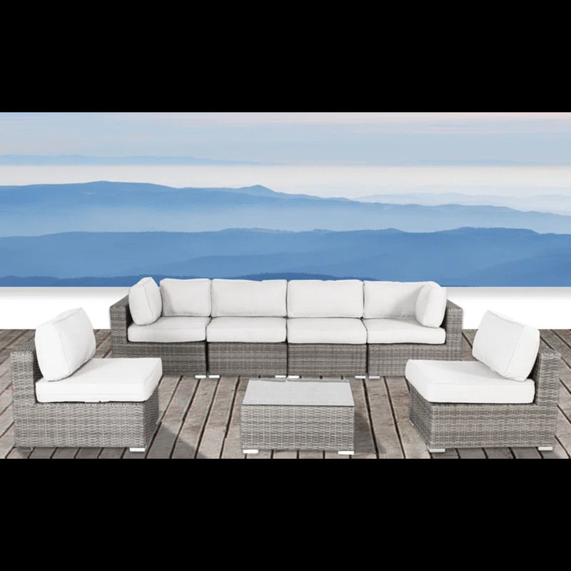 Seating Set With Cushions Handcrafted Wicker Design