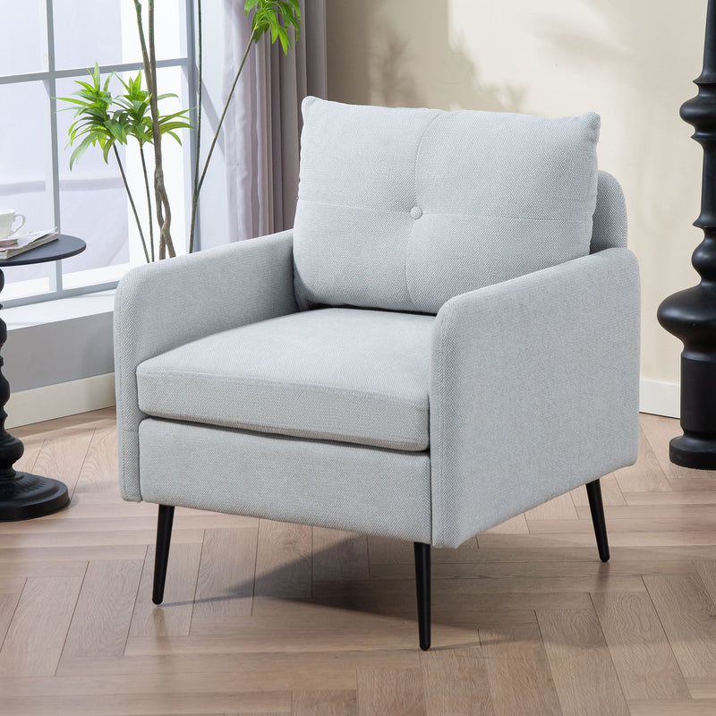 Contemporary Accent Chair With Metal Legs, Comfy Chenille Fabric Armchair