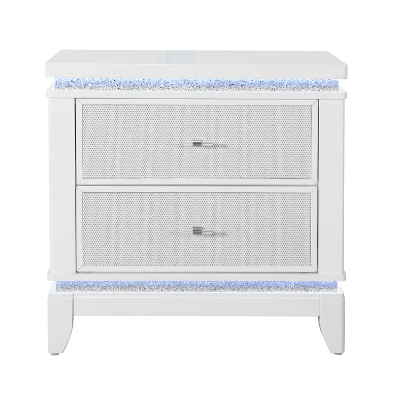 Adalid - Nightstand With Cooler, USB And Speaker - White