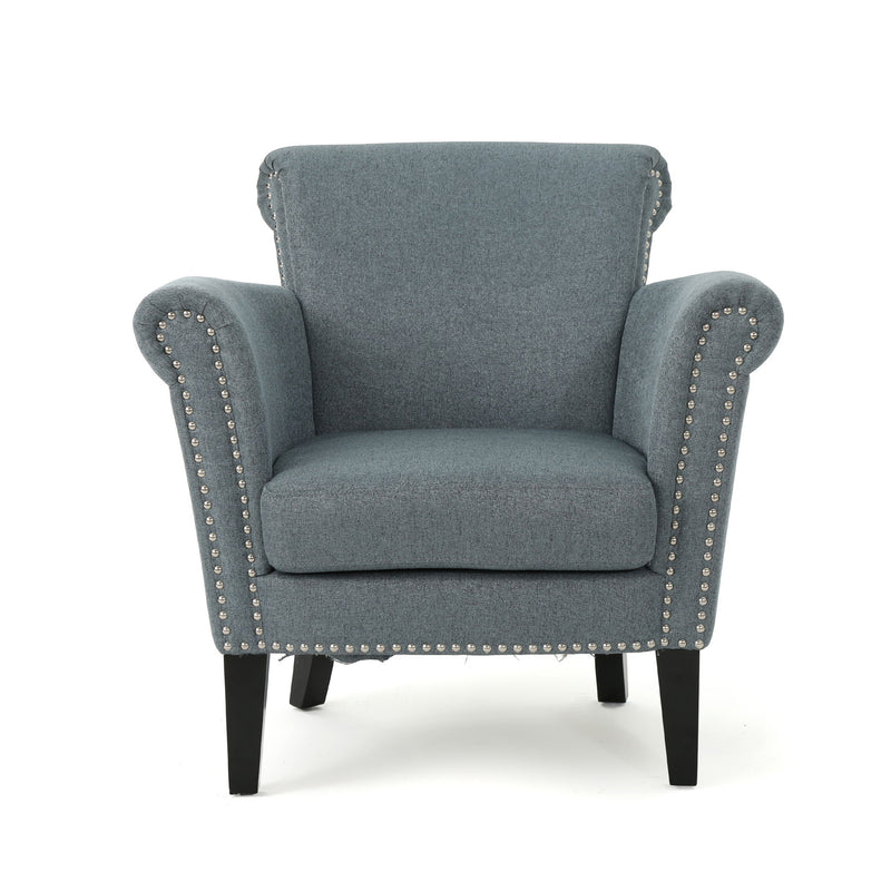 Elegant Club Chair With Nailhead Trim And Birch Wood Legs