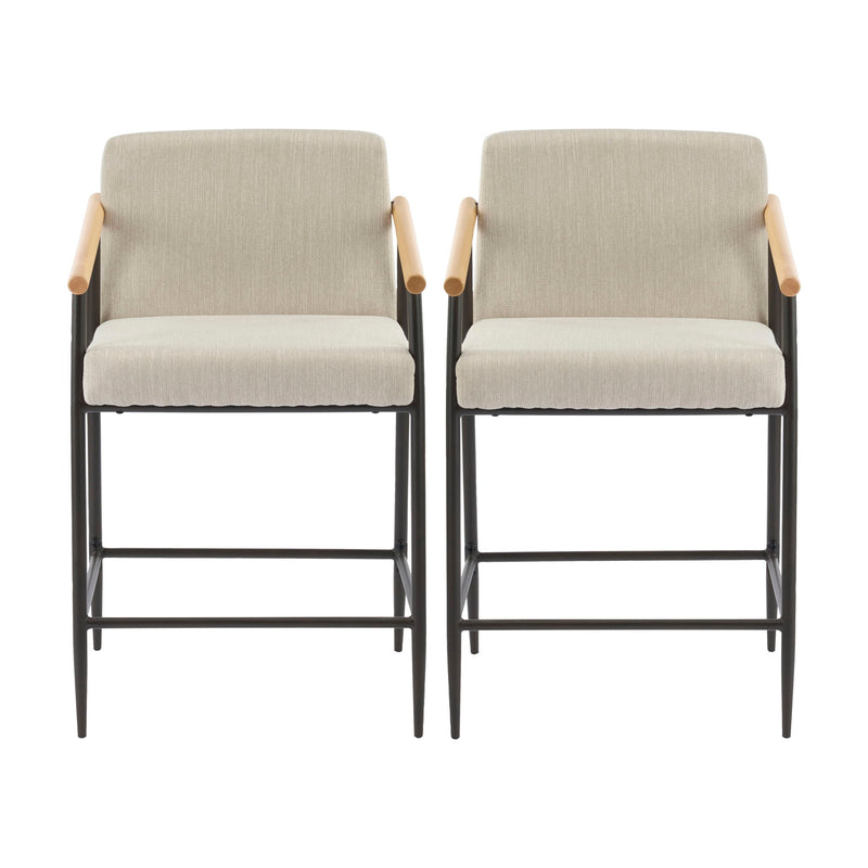 Mid Century Modern Counter Stool Set With Iron Frame