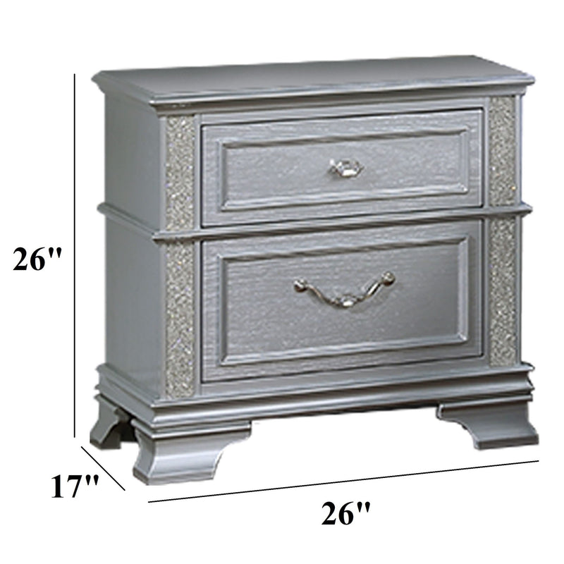2 Drawers Nightstand With Front Decorative Knobs - Gray