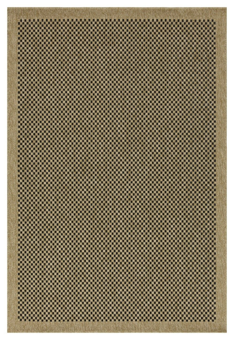 Earth - 5'3" X 7'3" Indoor, Outdoor Area Rug, Polypropylene - Jute / Black