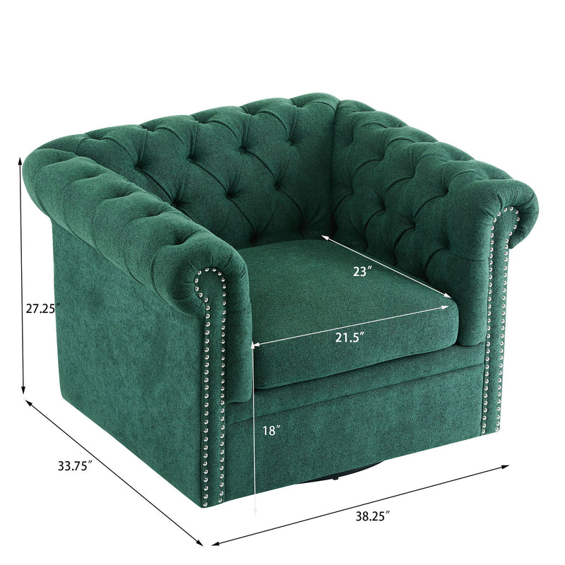 Chesterfield Style Swivel Club Chair With Button Tufted