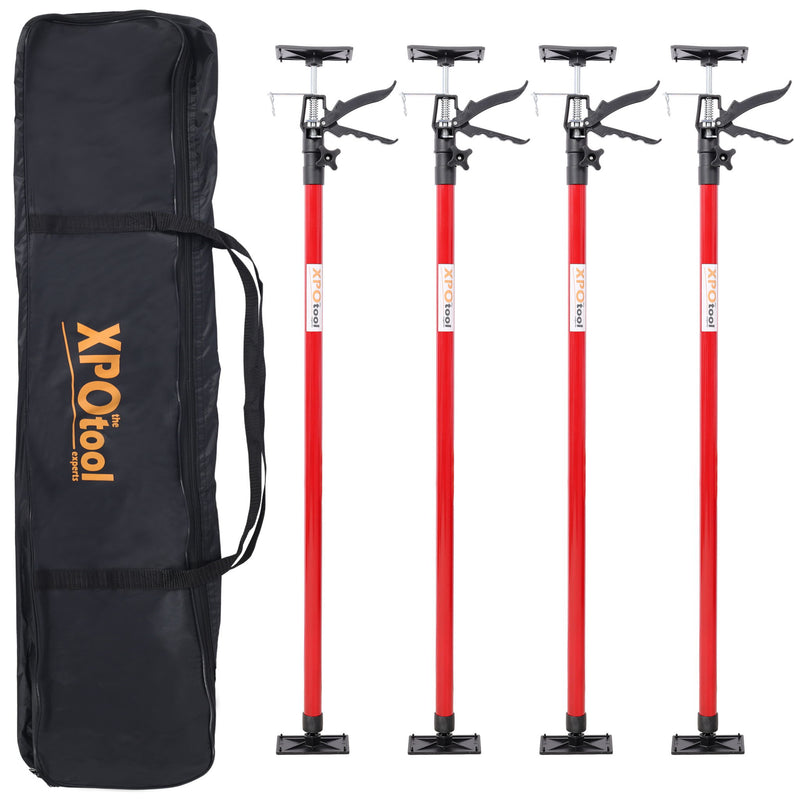 Adjustable Steel Support Pole System For Jacks And Drywalls With Carry Bag - Black / Red