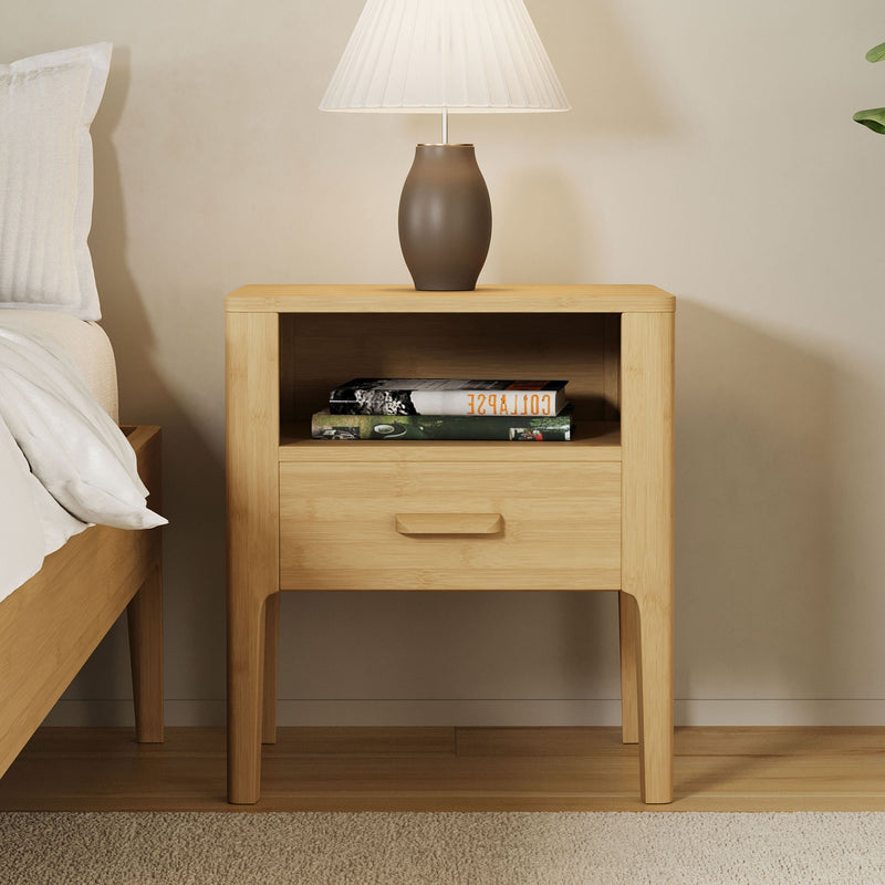 Modern Nightstand With Drawer And Open Shelf