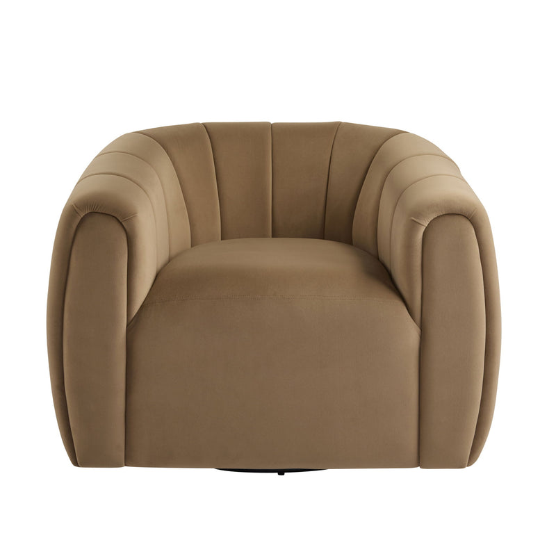 Serenizia - Upholstered Velvet Swivel Chair With Channel Tufted