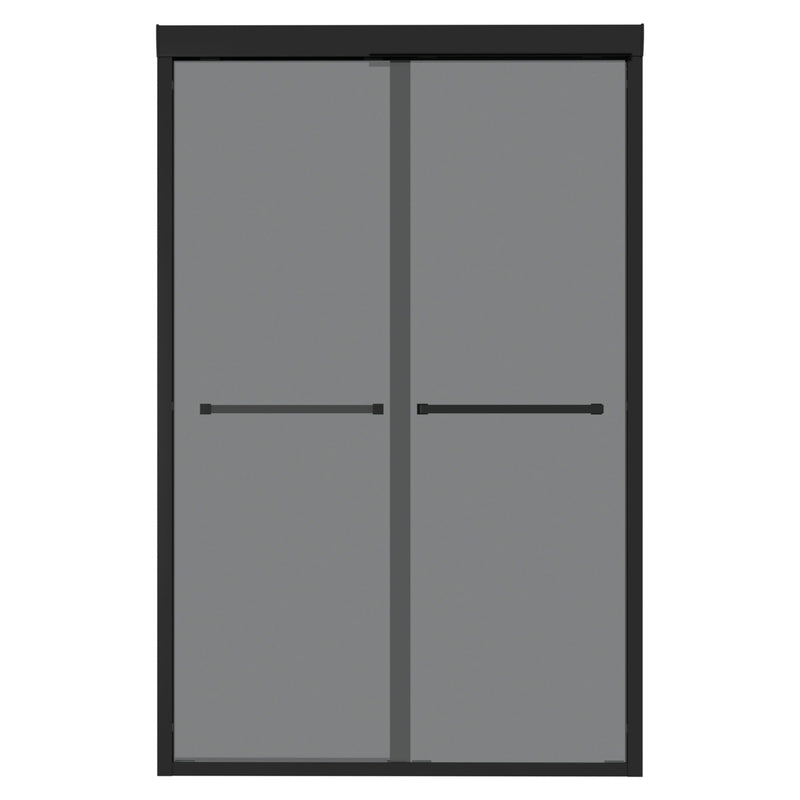 Double Sliding Glass Shower Door 8Mm Tempered Glass With Stainless Steel Frame - Matte Black