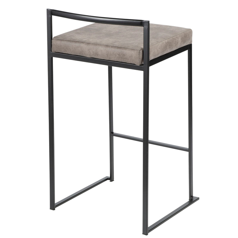 Fuji - Contemporary Stackable Counter Stool (Set of 2) - Black / Stone