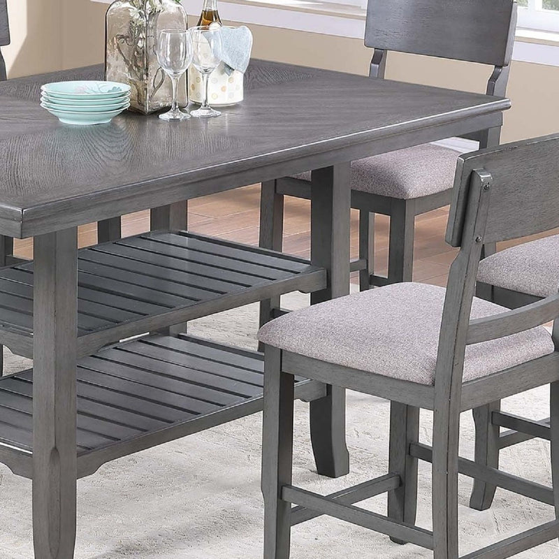 Dining Table 2 Shelves, Counter Height For Dining Room - Gray
