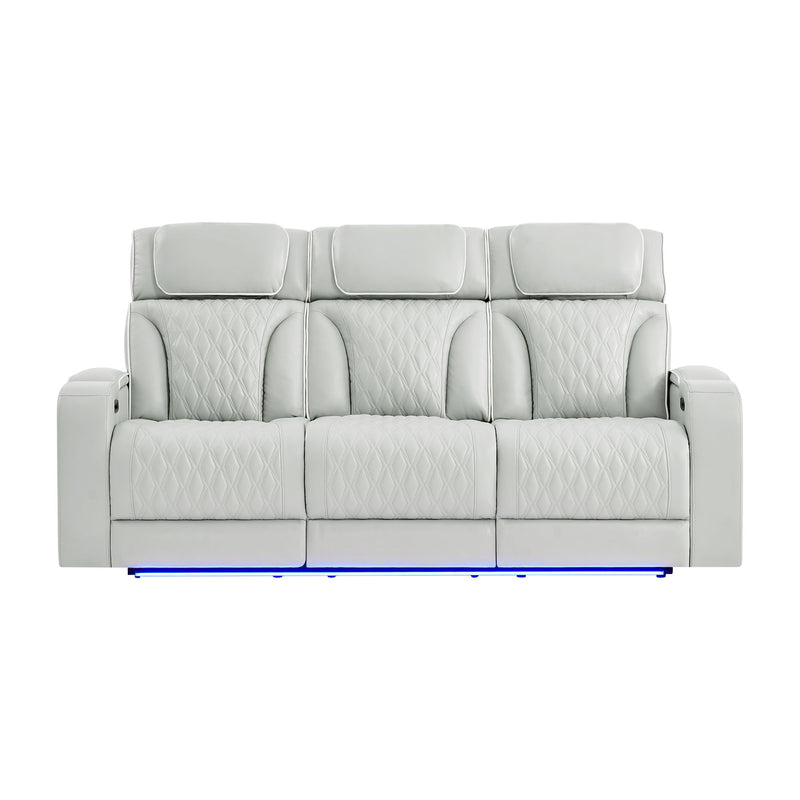 Julian - Power Reclining Sofa With Footrest And LED Lighting - Silver