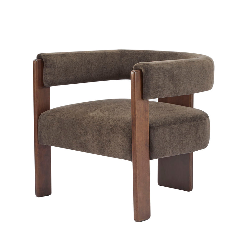 Modern Upholstered Accent Arm Chair With Barrel Back Design