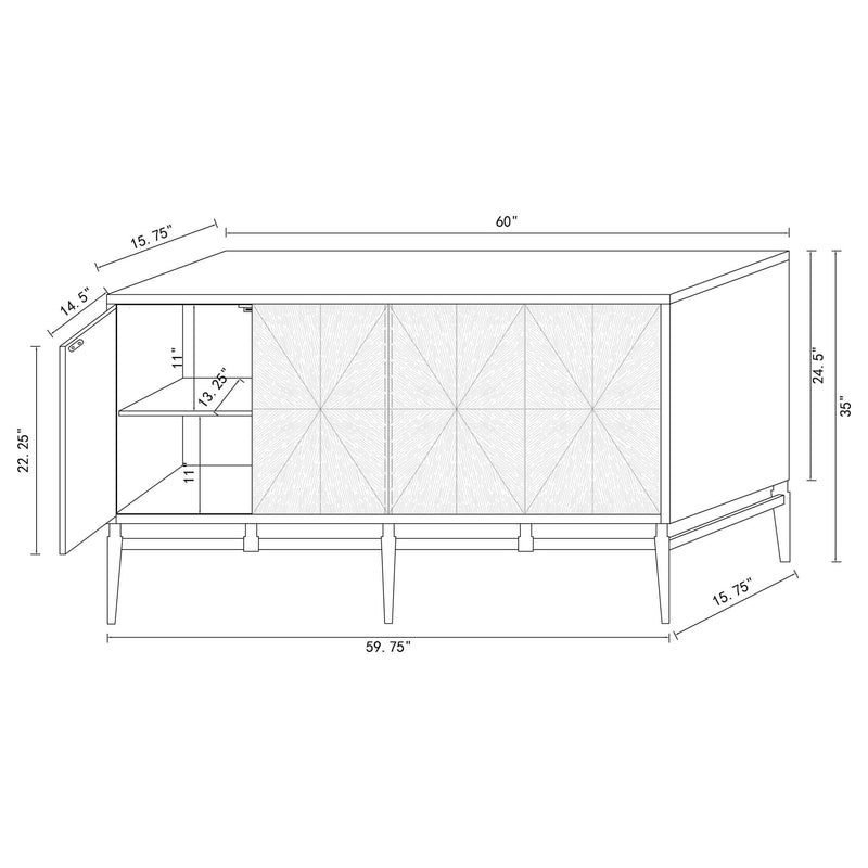 Capri - 4 Door Accent Cabinet - Brown / Gold