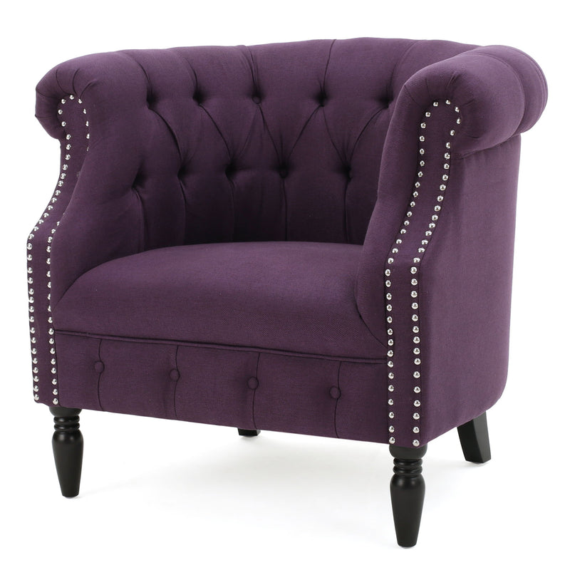 Celestialis - Upholstered Club Chair With Tub Design And Rolled Recessed Armrests